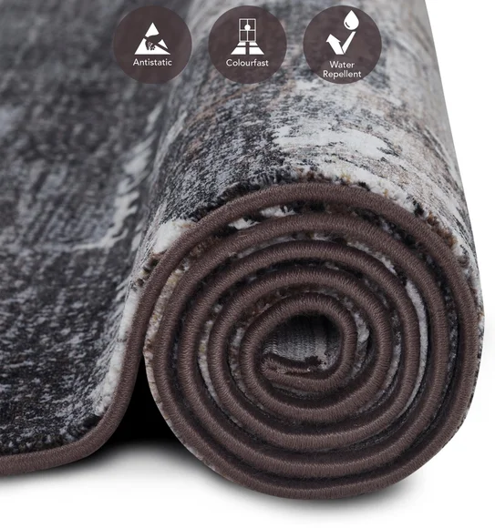 Aquarius Abstract Machine Made Carpet Grey
