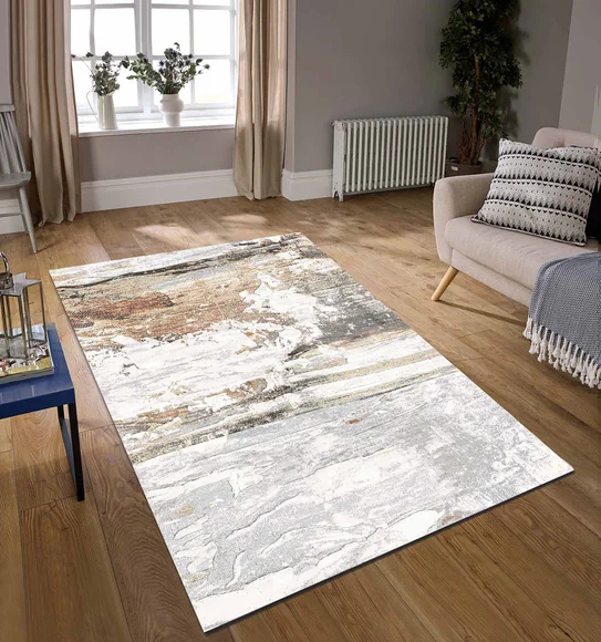 Aquarius Solid Machine Made Carpet Grey and Rust