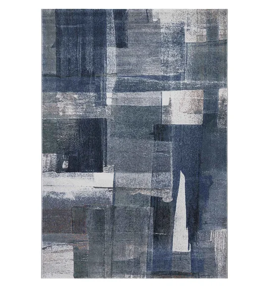 Aquarius Abstract Machine Made Carpet Blue