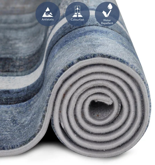 Aquarius Abstract Machine Made Carpet Blue