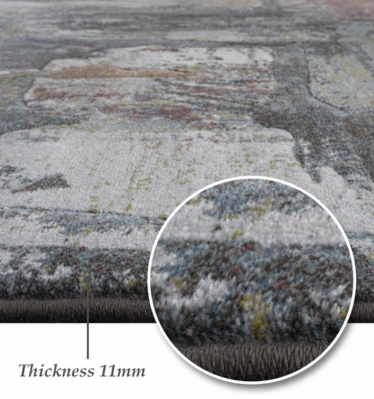 Aquarius Abstract Machine Made Carpet Cream and Grey