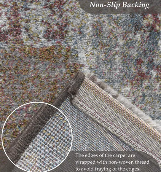 Aquarius Abstract Machine Made Carpet Cream and Grey