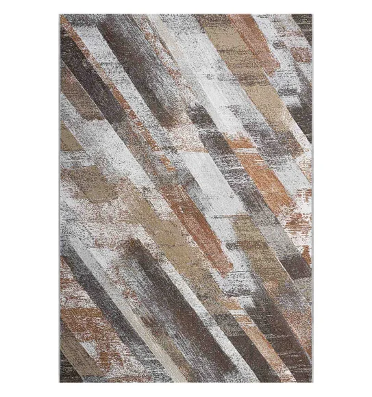 Aquarius Abstract Machine Made Carpet Cream and Brown