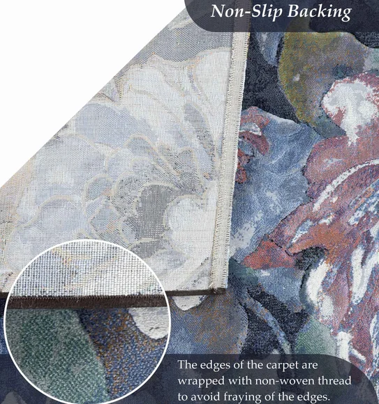 Aquarius Floral Machine Made Carpet Blue