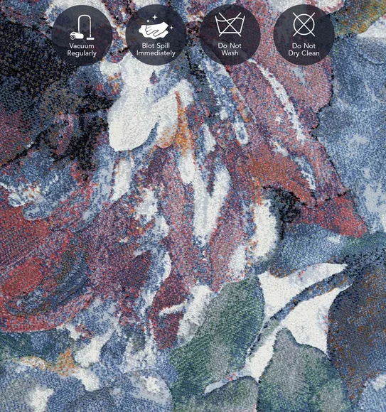 Aquarius Floral Machine Made Carpet Blue