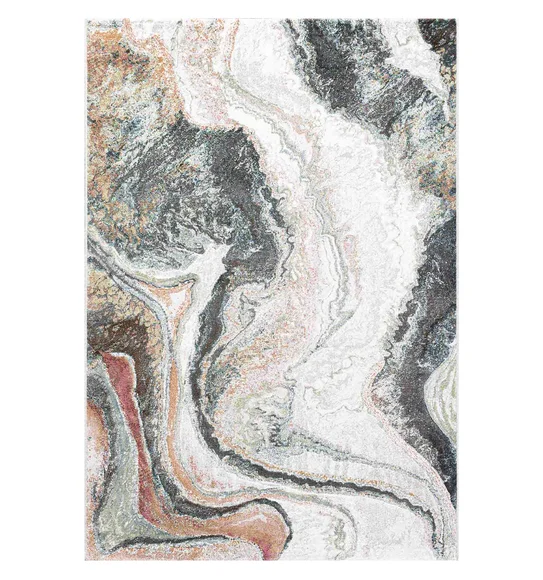 Aquarius Abstract Machine Made Carpet Cream and D Grey