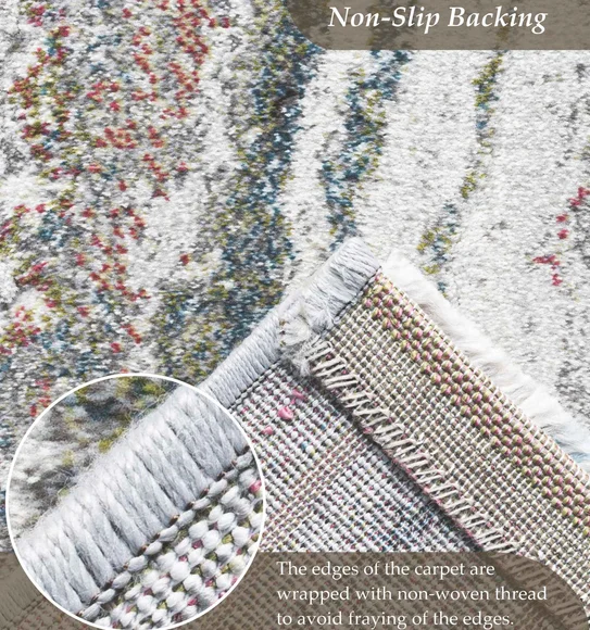 Aquarius Abstract Machine Made Carpet Cream and D Grey