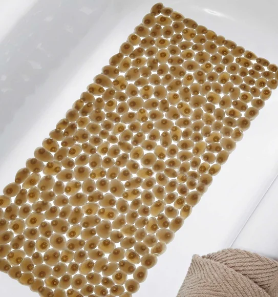 Cobble Anti skid PVC Shower Mat Beige