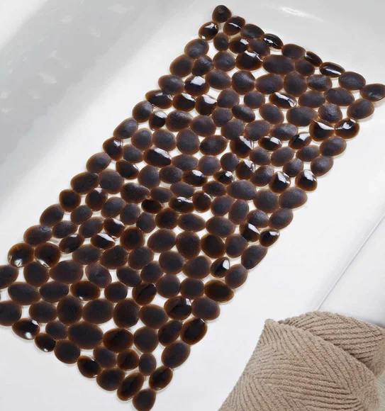 Cobble Anti skid PVC Shower Mat Brown