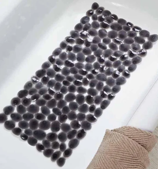 Cobble Anti skid PVC Shower Mat Black