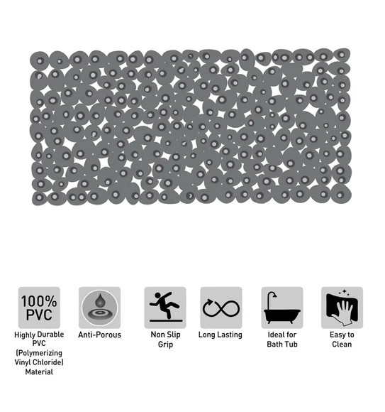 Cobble Anti skid PVC Shower Mat Black
