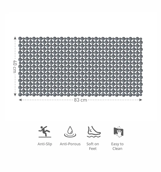 Mosaic PVC Anti slip Shower Mat Grey
