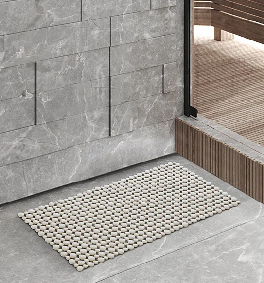 Mosaic PVC Anti slip Shower Mat Beige