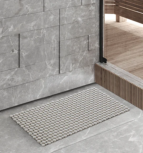 Mosaic PVC Anti slip Shower Mat Taupe