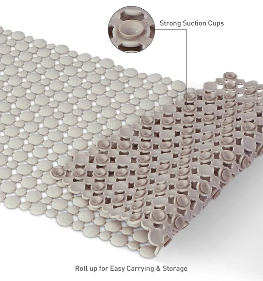 Mosaic PVC Anti slip Shower Mat Taupe