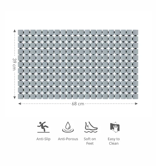 Mosaic PVC Anti slip Shower Mat L.Grey