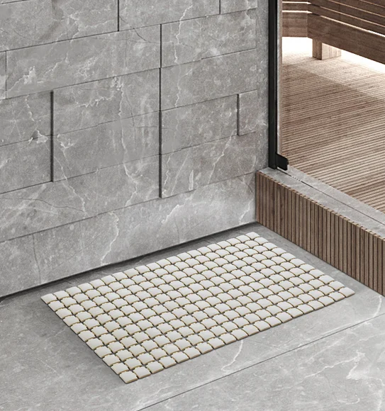 Mosaic PVC Anti slip Shower Mat L.Beige