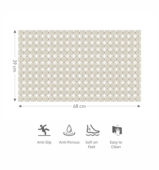 Mosaic PVC Anti slip Shower Mat L.Beige