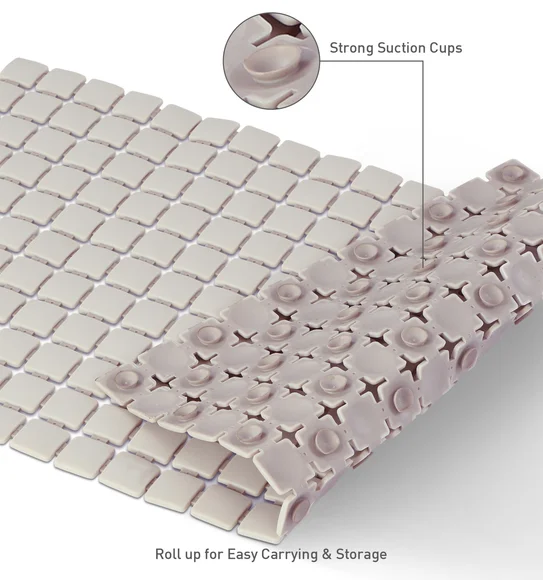 Mosaic PVC Anti slip Shower Mat Taupe