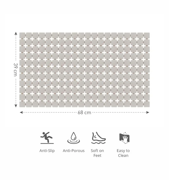 Mosaic PVC Anti slip Shower Mat Taupe