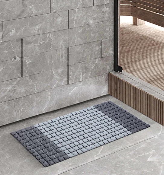 Mosaic PVC Anti slip Shower Mat Grey Black