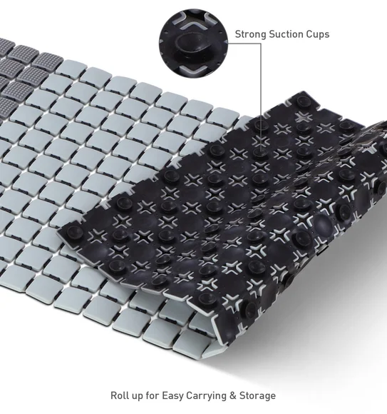 Mosaic PVC Anti slip Shower Mat Grey Black