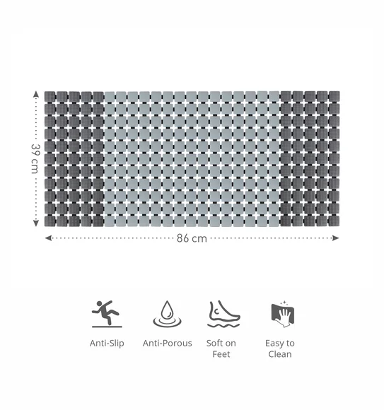 Mosaic PVC Anti slip Shower Mat Grey Black