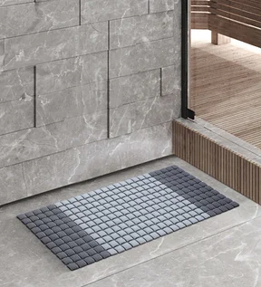 Mosaic PVC Anti slip Shower Mat Grey Black