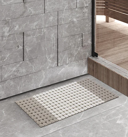 Mosaic PVC Anti slip Shower Mat Brown Beige