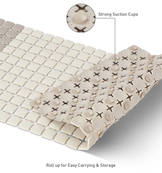 Mosaic PVC Anti slip Shower Mat Brown Beige