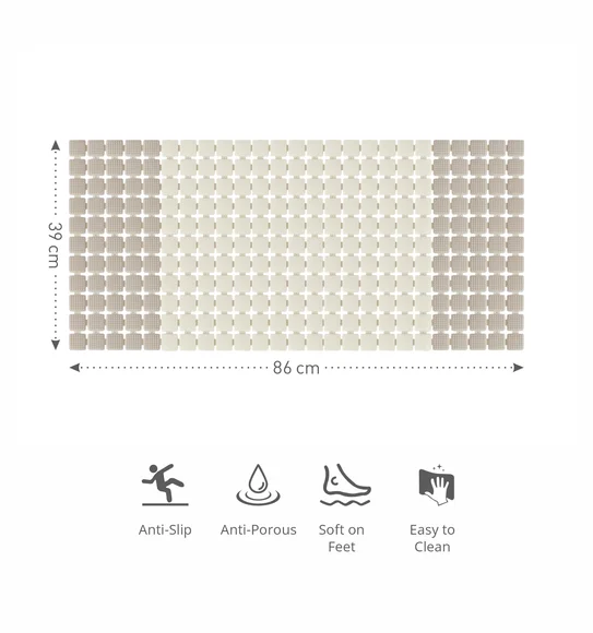 Mosaic PVC Anti slip Shower Mat Brown Beige