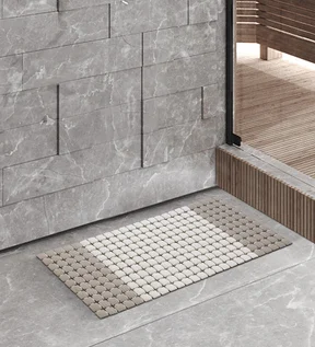 Mosaic PVC Anti slip Shower Mat Brown Beige