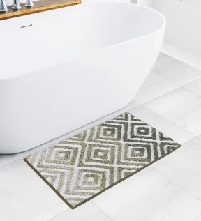 Ruby Quick Dry Anti skid Bath Mat Olive and Cream