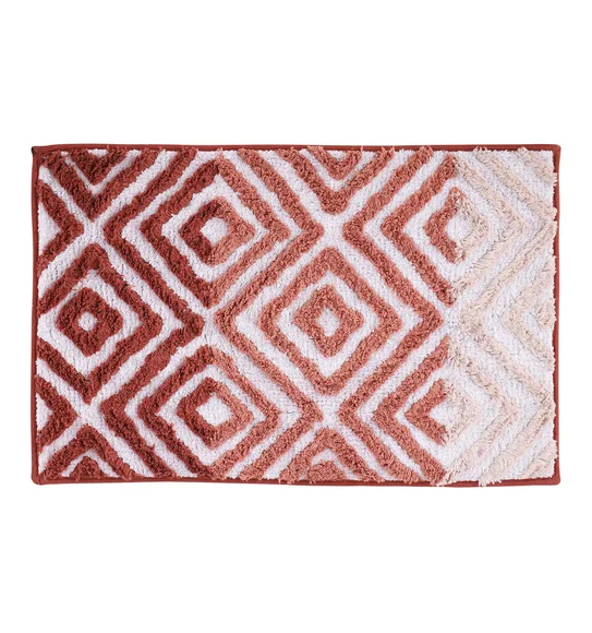Ruby Quick Dry Anti skid Bath Mat Red and Cream