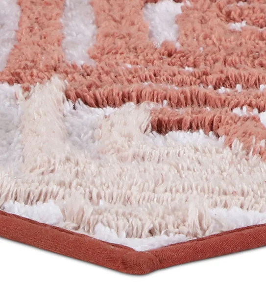 Ruby Quick Dry Anti skid Bath Mat Red and Cream