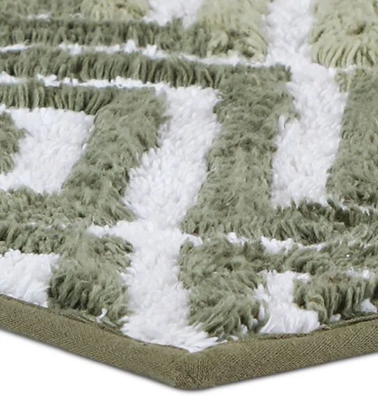 Ruby Quick Dry Anti skid Bath Mat Olive and Cream