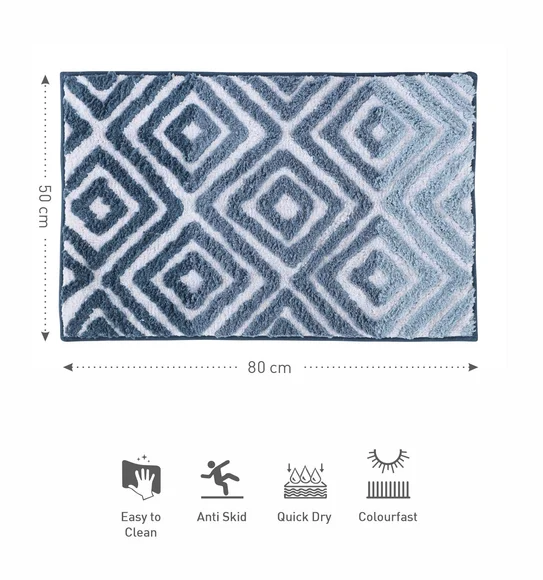 Ruby Quick Dry Anti skid Bath Mat Blue