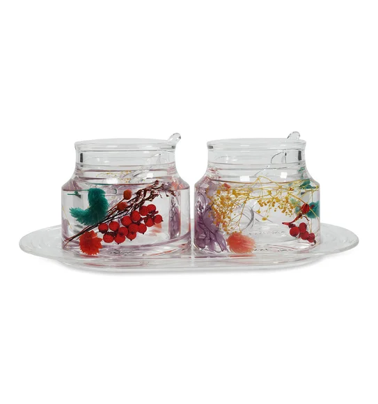 Agua Acrylic Acrylic Sugar Jar with Tray Multi