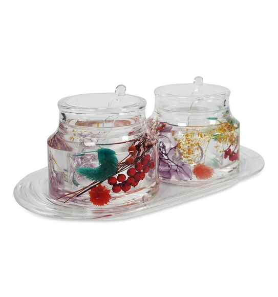 Agua Acrylic Acrylic Sugar Jar with Tray Multi