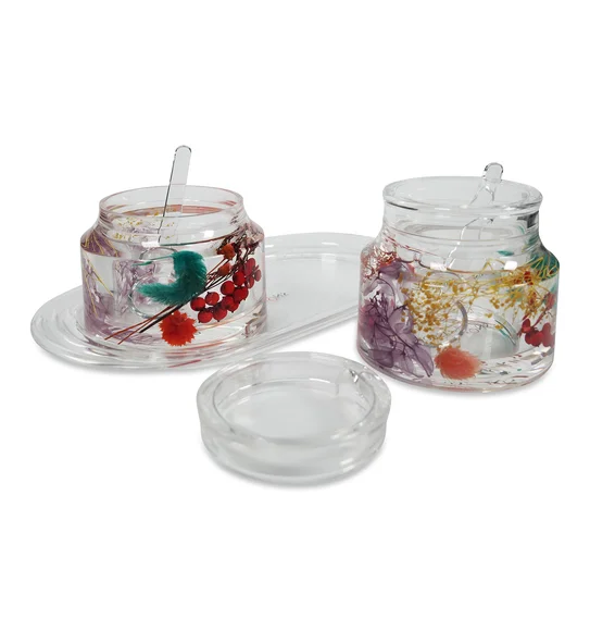 Agua Acrylic Acrylic Sugar Jar with Tray Multi