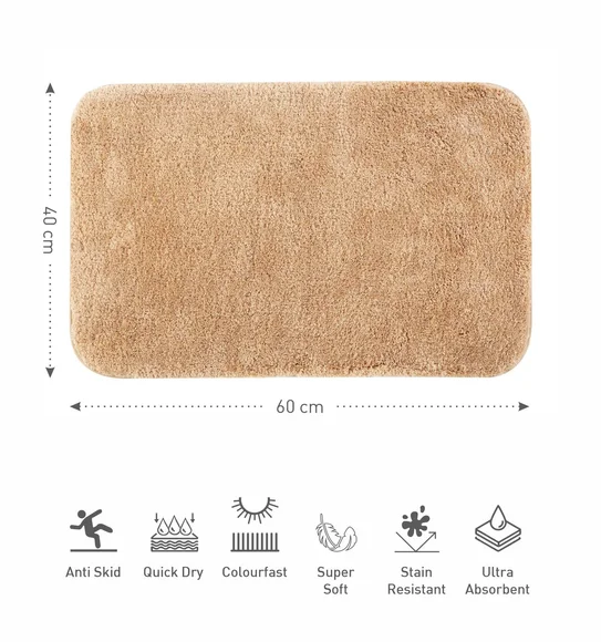 Foxton I Super Soft Anti Skid Bath Mat Beige