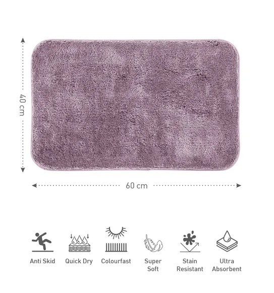 Foxton I Super Soft Anti Skid Bath Mat Mauve