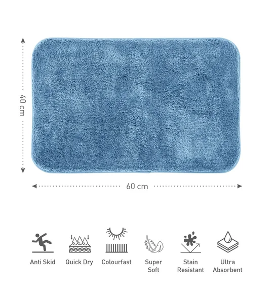 Foxton I Super Soft Anti Skid Bath Mat Navy