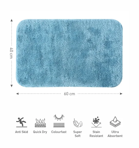 Foxton I Super Soft Anti Skid Bath Mat Aqua