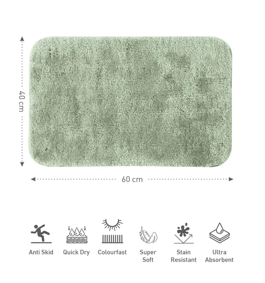 Foxton I Super Soft Anti Skid Bath Mat Green