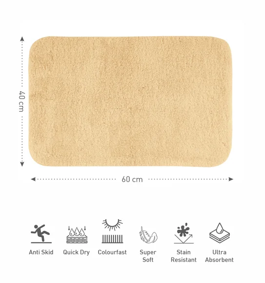 Foxton I Super Soft Anti Skid Bath Mat Mustard