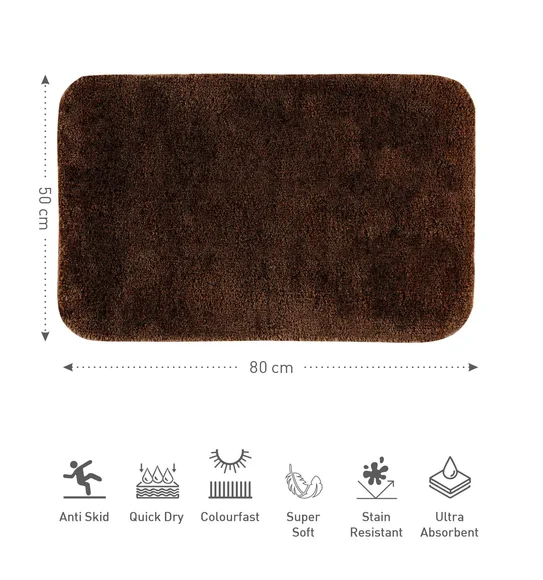 Foxton I Super Soft Anti Skid Bath Mat Chocolate