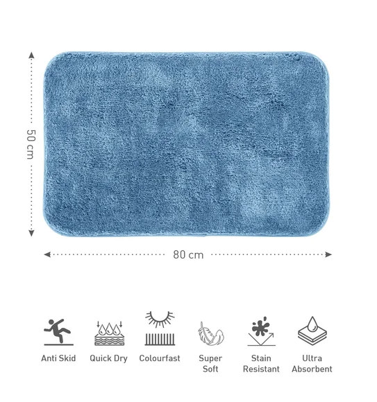 Foxton I Super Soft Anti Skid Bath Mat Navy