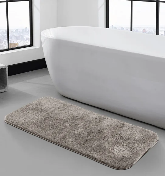 Foxton I Super Soft Anti Skid Bath Mat Silver Grey