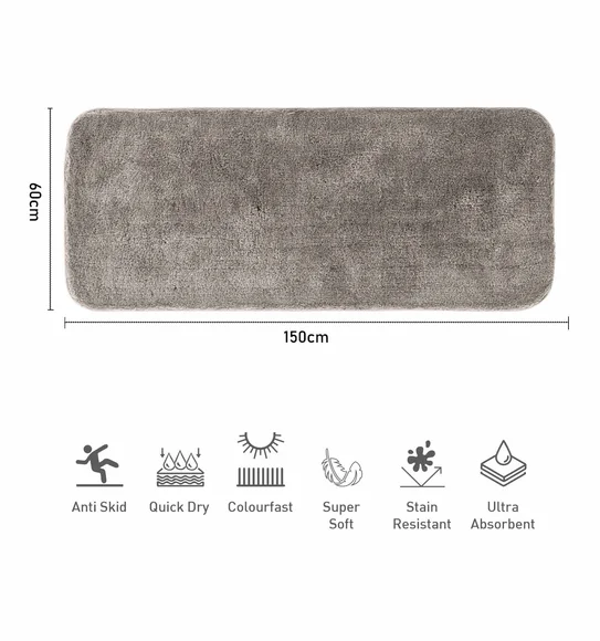 Foxton I Super Soft Anti Skid Bath Mat Silver Grey